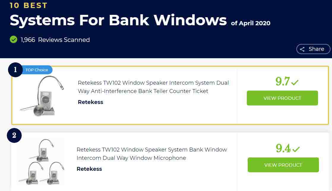 Top System for Bank Window Intercom System-Retekess TW102